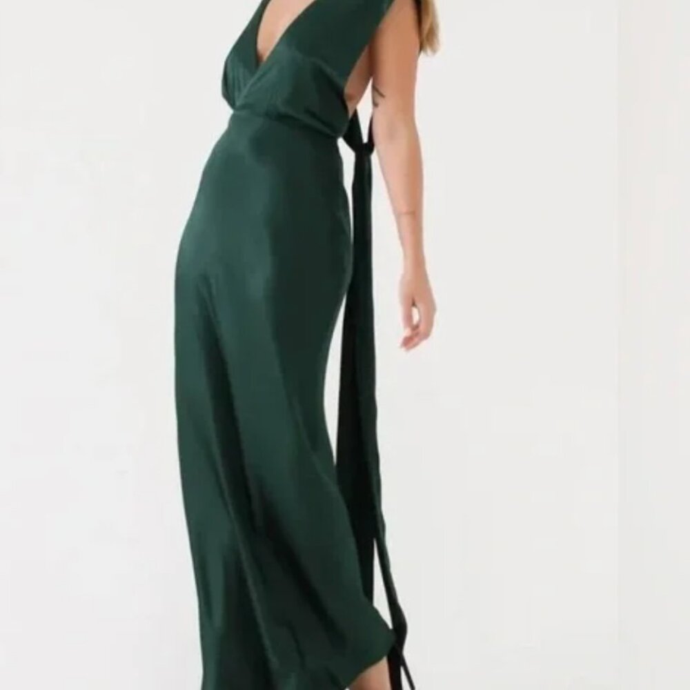 NWT Satin Green Maxi dress